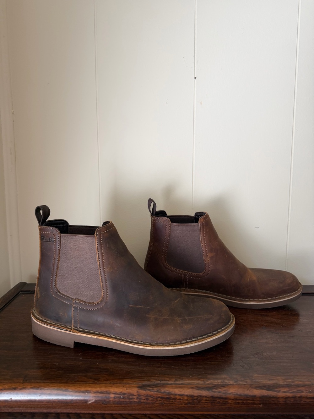 Clarks Men's Dark Brown Leather Chelsea Ankle Boots